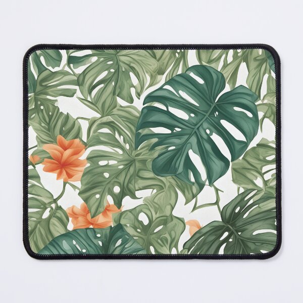 Item preview, Green Red Monstera Leaves Pattern designed and sold by the-cc.