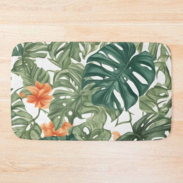 Item preview, Green Red Monstera Leaves Pattern designed and sold by the-cc.