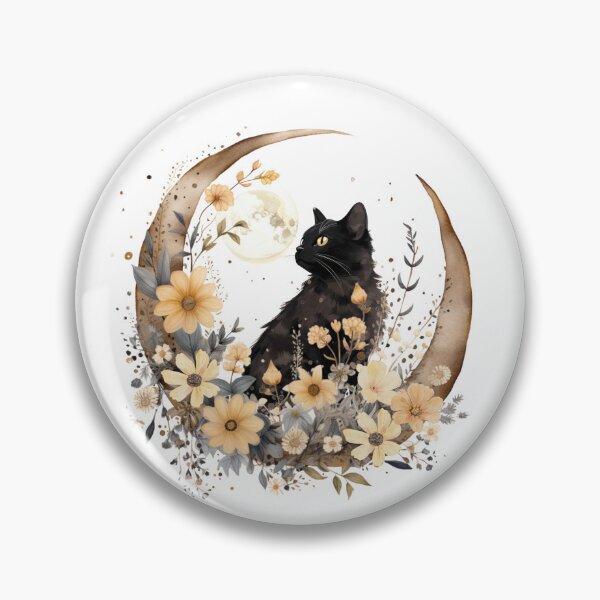 Artikelvorschau, Blumenmond der schwarzen Katze entworfen und verkauft von HappyLifeCreate.