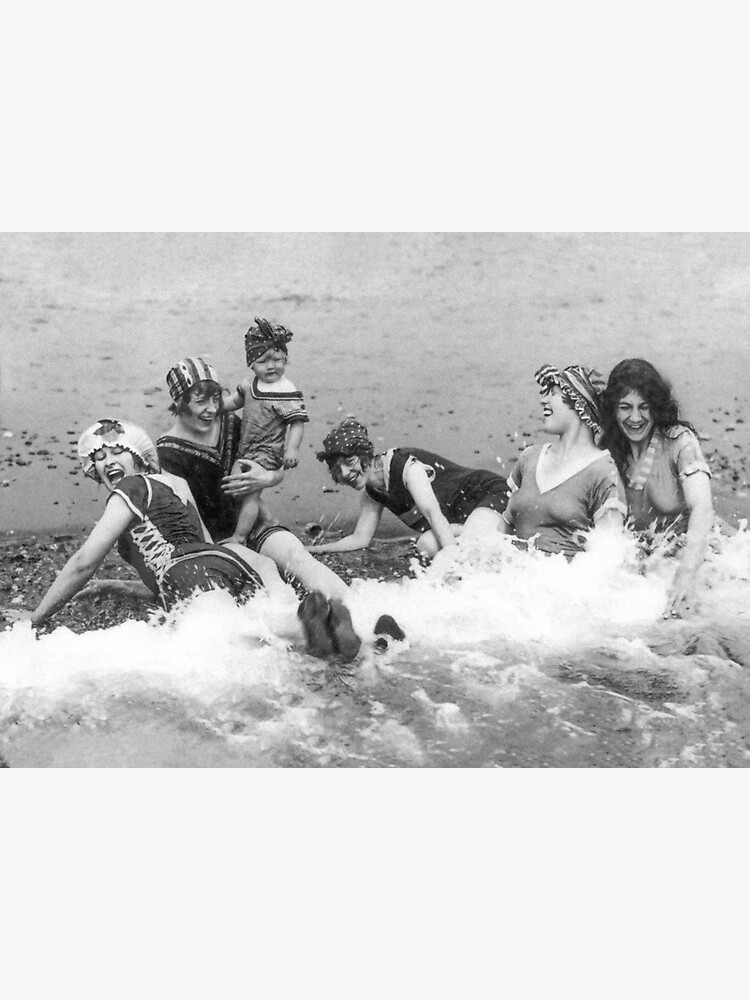 Femmes la plage noir et blanc vieille photo Vintage Beach Art Sticker