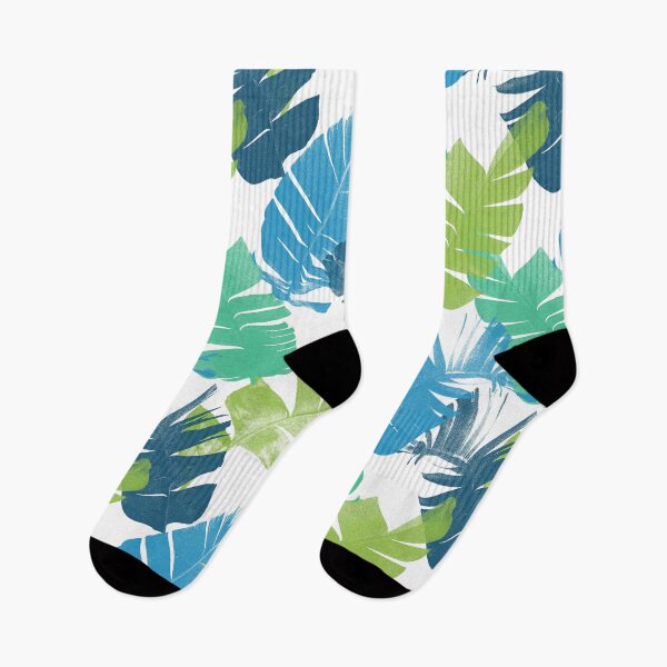 Item preview, Blue and green banana leaves, tropical art print designed and sold by likapix.
