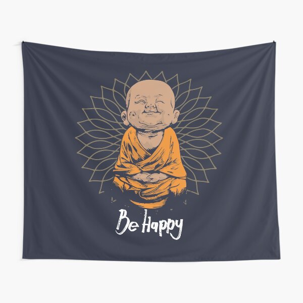 Be Happy Little Buddha shirt - cute buddha good vibes and positivity funny t shirt Tapestry
