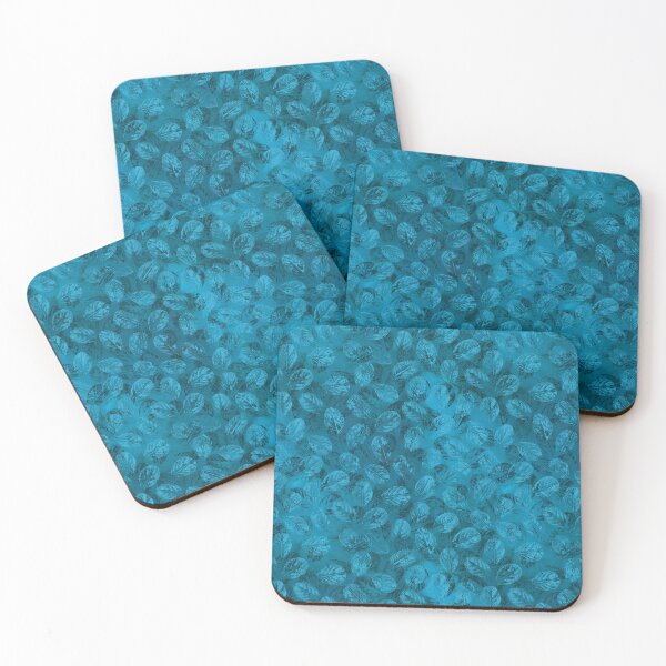 Item preview, Teal stamped leaves allover backdrop designed and sold by likapix.