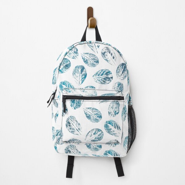 Item preview, Teal leaves skeletones on white background allober print designed and sold by likapix.