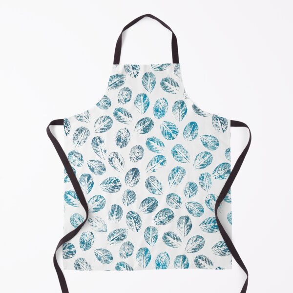Item preview, Teal leaves skeletones on white background allober print designed and sold by likapix.