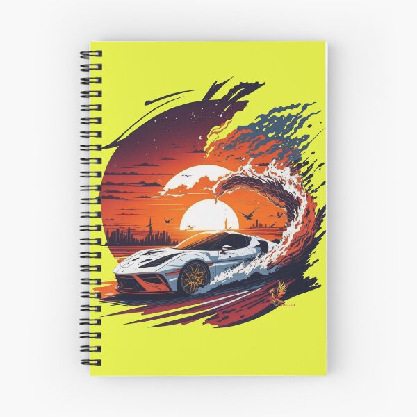 Item preview, White Sports Car Driving on the Sunset (Yellow) designed and sold by AmaziaCo.