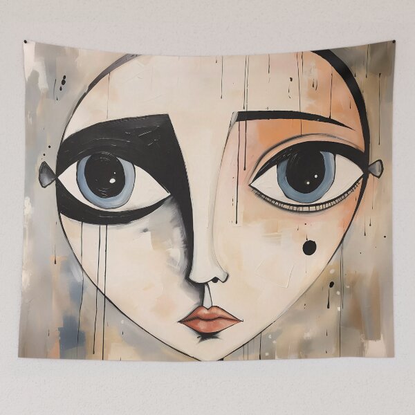 Item preview, stunning painting of a woman's face with blue eyes designed and sold by Turnzart.