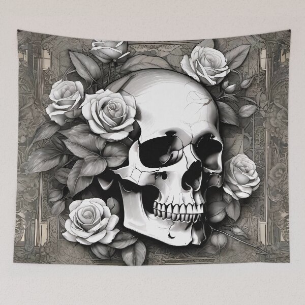 Item preview, Skull & Roses designed and sold by Psy-Dye-AI.