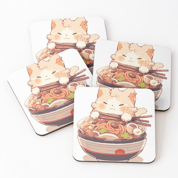 Item preview, Cat eating ramen - kawaii, anime designed and sold by peterwest.