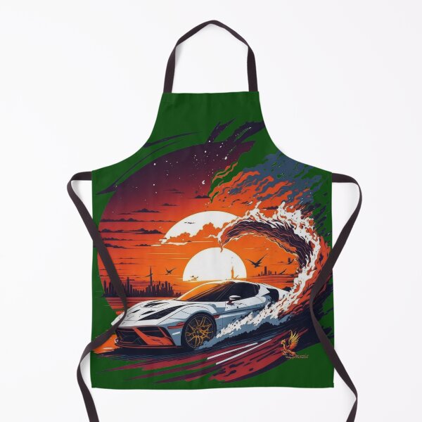 Item preview, White Sports Car Driving on the Sunset (Dark Green) designed and sold by AmaziaCo.