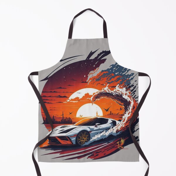 Item preview, White Sports Car Driving on the Sunset (Grey) designed and sold by AmaziaCo.