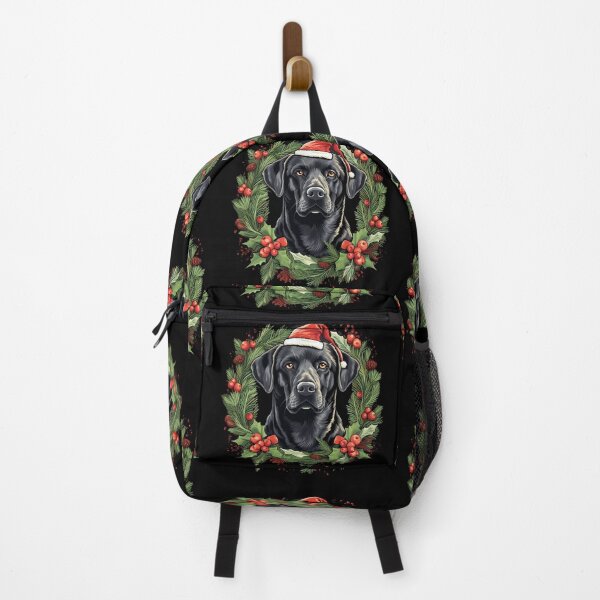 Item preview, Black Lab Santa Cute Holiday Labrador Retriever with Santa Hat Red White and Green designed and sold by Vicki Noble Art.