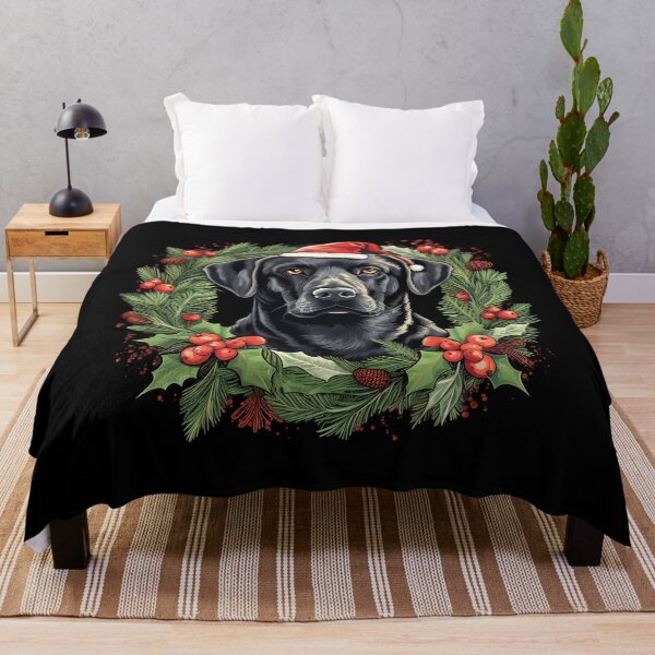 Item preview, Black Lab Santa Cute Holiday Labrador Retriever with Santa Hat Red White and Green designed and sold by Vicki Noble Art.
