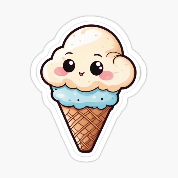 Adorable Cute Kawaii Summer Ice Cream Cartoon Emoji - Double Scoop Vin –  Shinobi Stickers