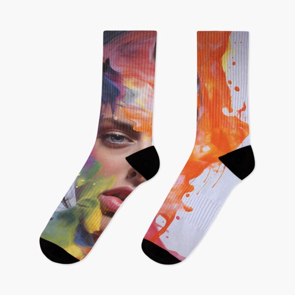 Item preview,  painting of a woman's face surrounded by rainbow color paint designed and sold by Turnzart.