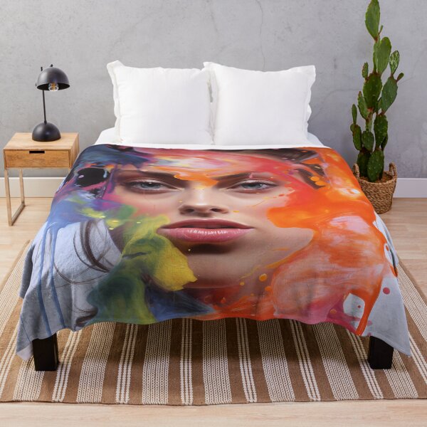 Item preview, painting of a woman's face surrounded by rainbow color paint designed and sold by Turnzart.