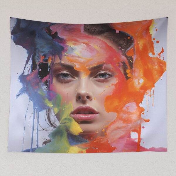 Item preview,  painting of a woman's face surrounded by rainbow color paint designed and sold by Turnzart.