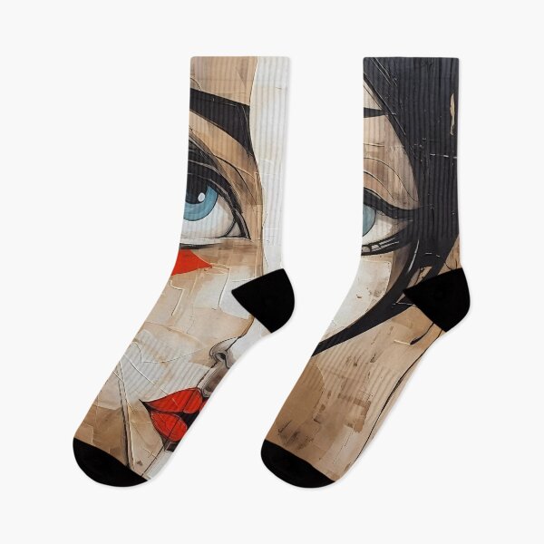 Item preview, Bizarre caricature style portrait of a woman with blue eyes designed and sold by Turnzart.