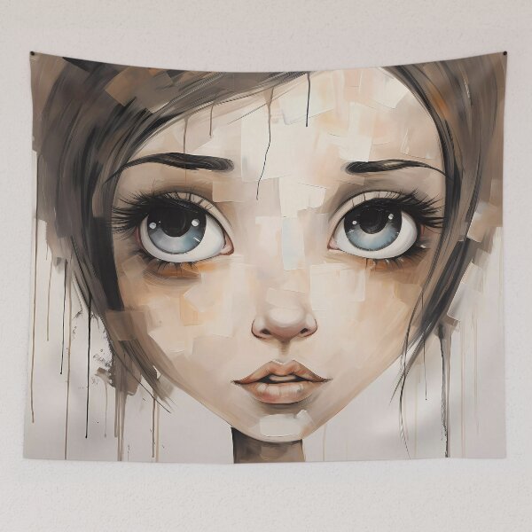 Item preview, Bizarre Portrait of a petite female with wide blue eyes designed and sold by Turnzart.