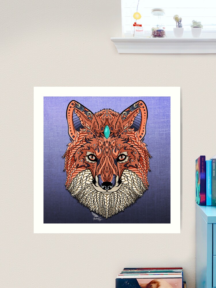 Art Print, Fox Totem, Spirit Animal Art designed and sold by Free-Spirit-Meg