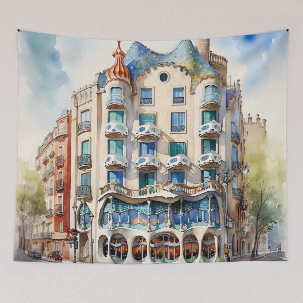 Item preview, A Watercolor Design of the Casa Battlo - Barcelona - Spain designed and sold by Sketch-Shack.