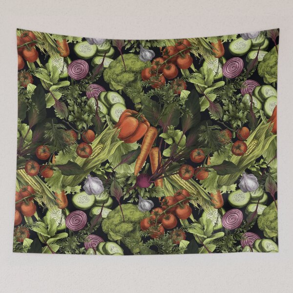 Item preview, Vegetable nature pattern on black designed and sold by orsinha.