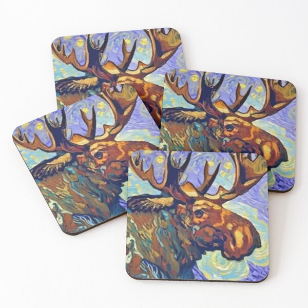 Item preview, Funny Moose in Van Gogh Style Art designed and sold by Nature's Fancy.