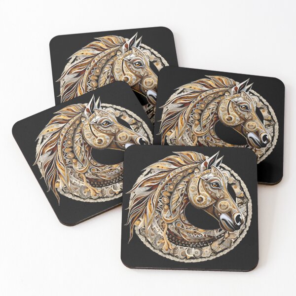 Item preview, horse in mandala style black background  designed and sold by Trendy-Artistry.