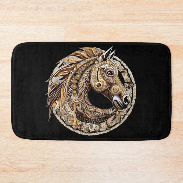 Item preview, horse in mandala style black background  designed and sold by Trendy-Artistry.