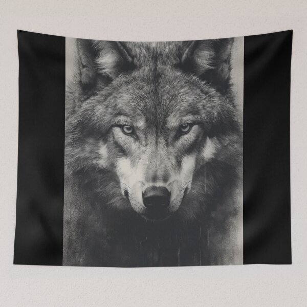 Item preview, Intense Wolf Face - Charcoal Artwork for Wall Decor, Created with AI designed and sold by AIPICCRAFT.