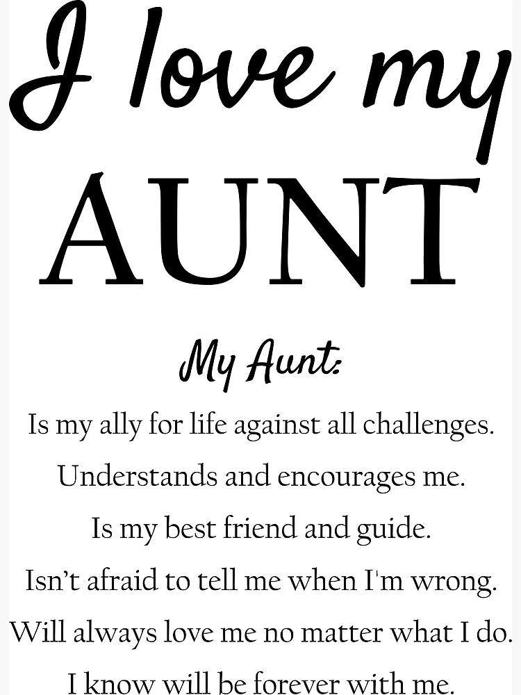 i-love-my-aunt-greeting-card-for-sale-by-suedav13-redbubble for All About My Aunt Free Printable I Love My Aunt