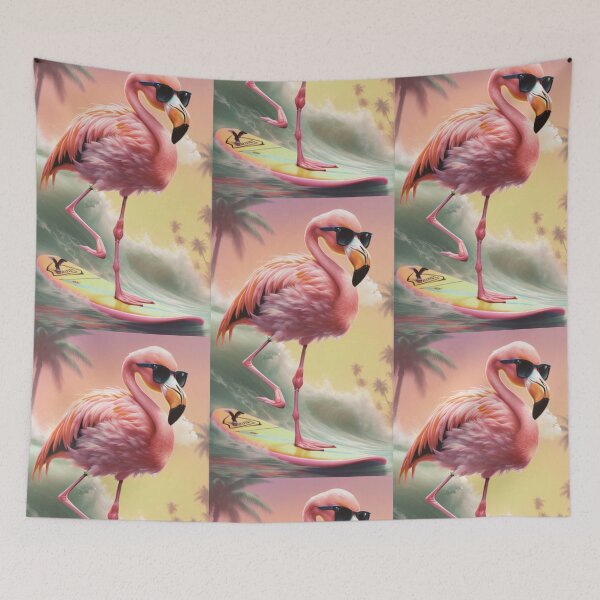 Item preview, a cool flamingo bird wave surfing designed and sold by Pelzi100.