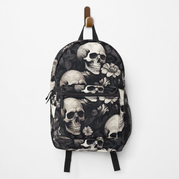 Item preview, Elegance in Monochrome: Skulls and White Flowers designed and sold by trendyzcom.