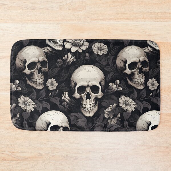 Item preview, Elegance in Monochrome: Skulls and White Flowers designed and sold by trendyzcom.