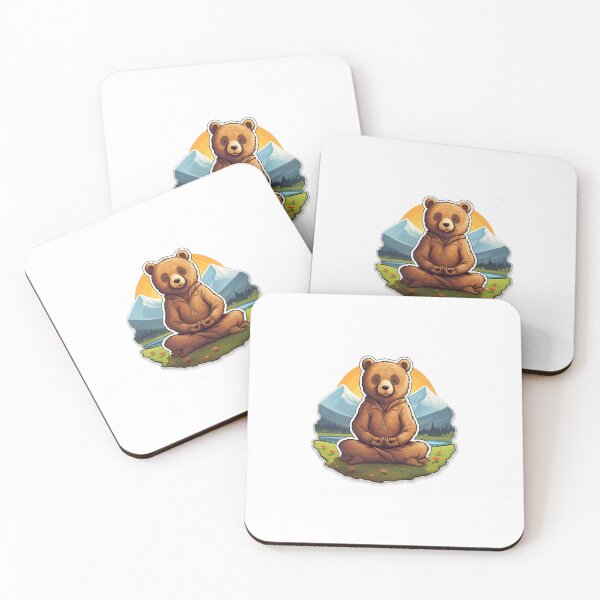 Item preview, Meditating Bear in Grassy Field Sticker designed and sold by AdornAdmit.