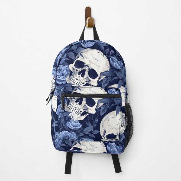 Item preview, Eternal Contrast: Light Violet Blue Roses and White Skulls Flower Pattern designed and sold by trendyzcom.