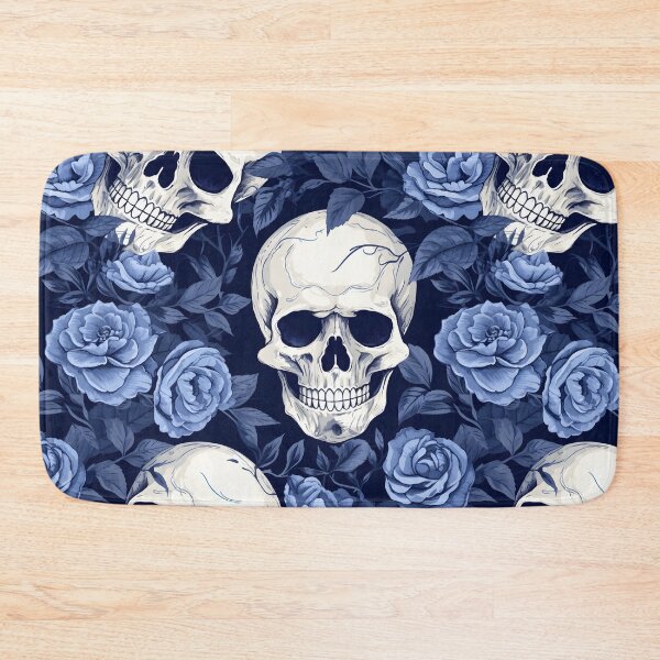 Item preview, Eternal Contrast: Light Violet Blue Roses and White Skulls Flower Pattern designed and sold by trendyzcom.