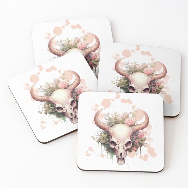 Item preview, Bull Cow Skull with Flowers designed and sold by AmeliArtwork.