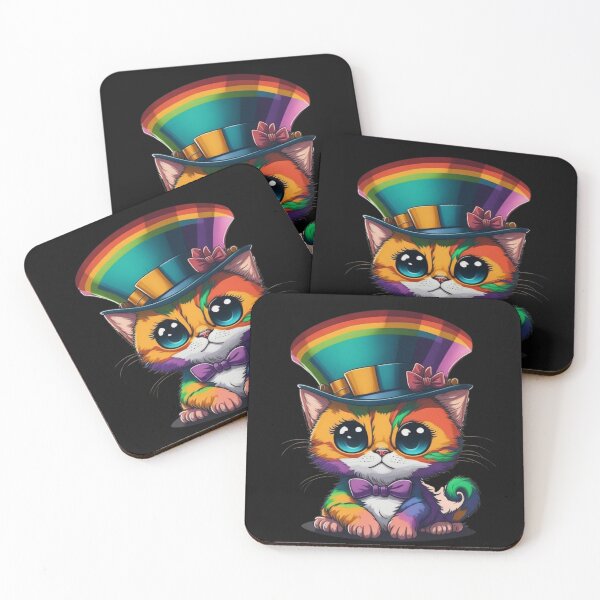 Item preview, A rainbow kitty in top hat. designed and sold by NewtBoo.