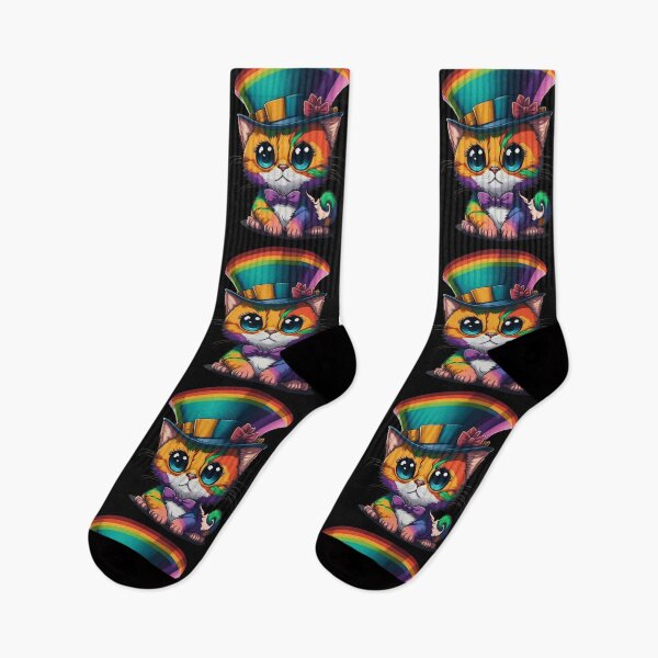 Item preview, A rainbow kitty in top hat. designed and sold by NewtBoo.