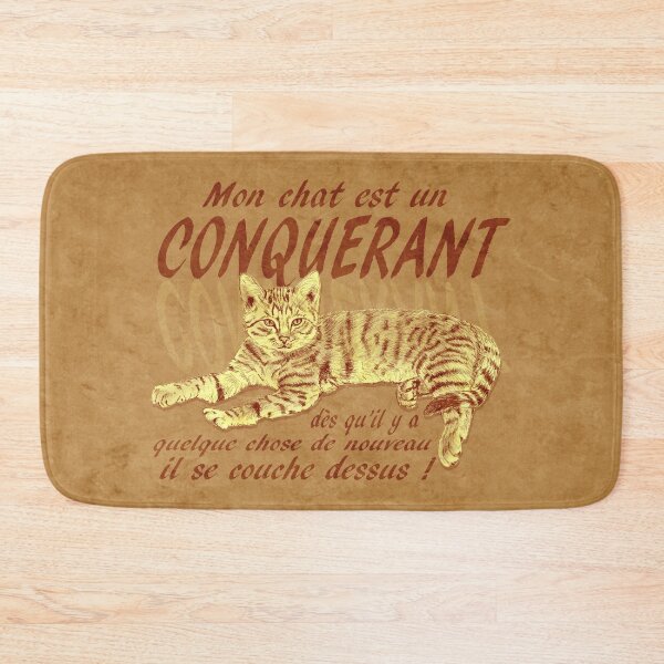 Item preview, Conquering cat - maroon marbled version, text in French. designed and sold by SylvieG18.