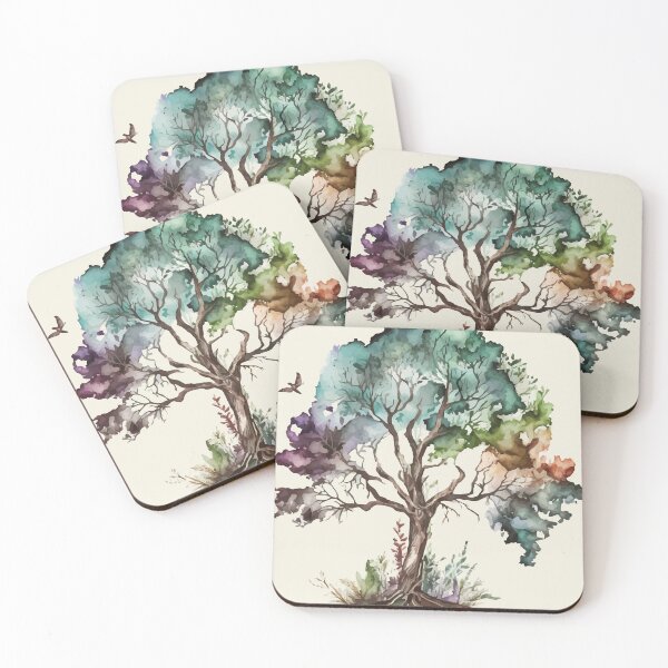 Item preview, A  Beautiful Tree of Life Design in Cool Tones - Watercolor Leaves and Trees designed and sold by GVRDesign.