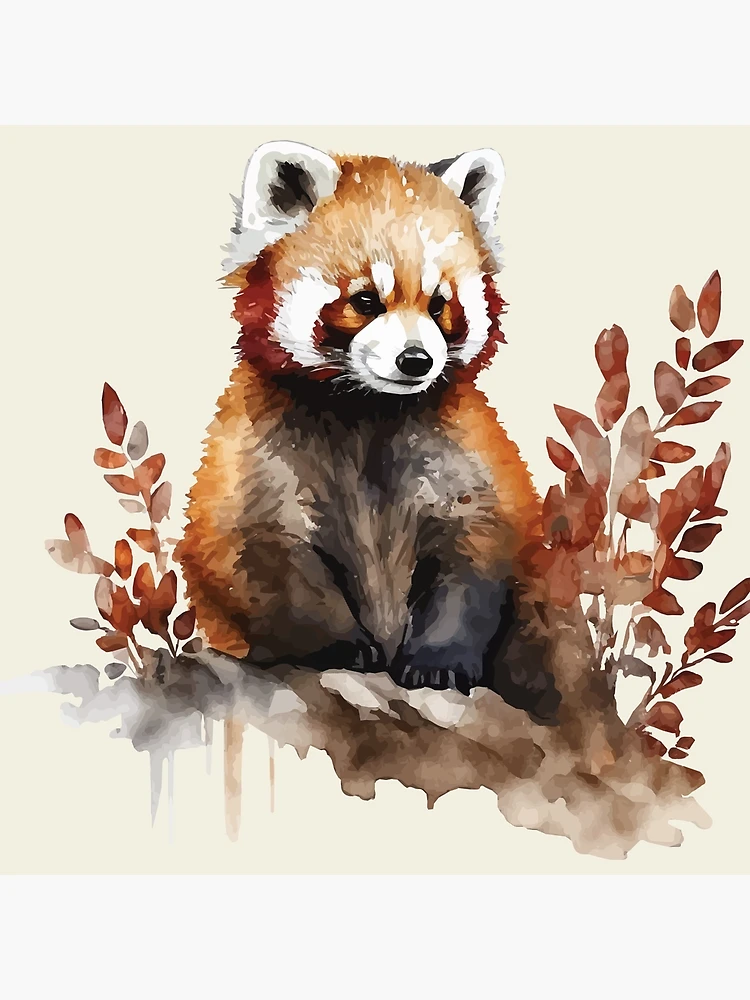 A Cute Red Panda in an Earthy Watercolor - Boho Spirit Animals | Art Board  Print