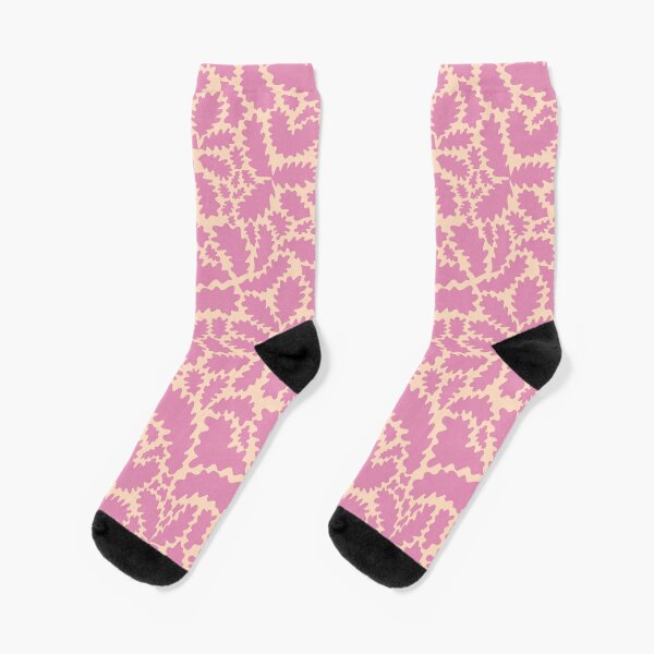 Abstract Leaves Pink Rosy Socks