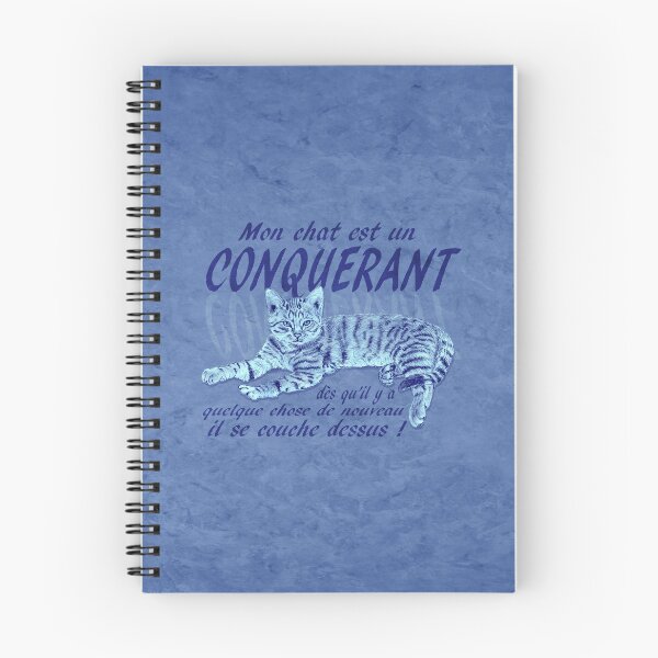 Item preview, Conquering cat - marbled blue version, text in French. designed and sold by SylvieG18.