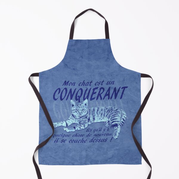 Item preview, Conquering cat - marbled blue version, text in French. designed and sold by SylvieG18.