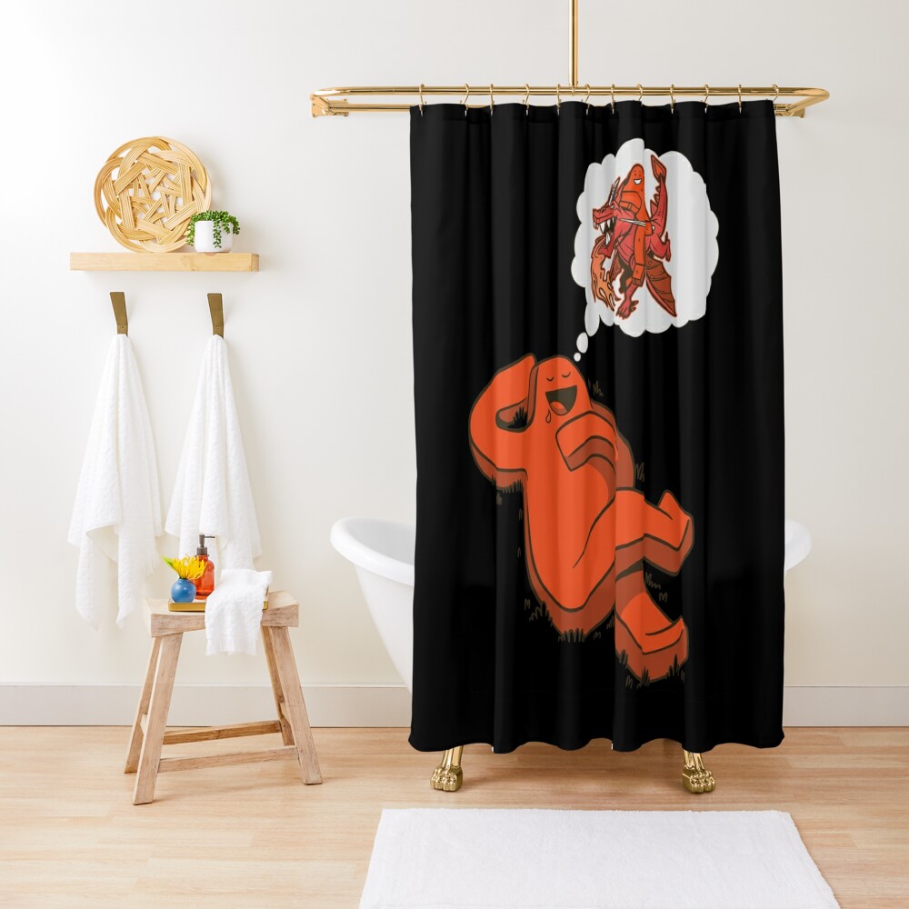 Discover Meeple&apos;s Grand Dream - Board Game Meeple Riding a Dragon. Gift for board games lover | Shower Curtain