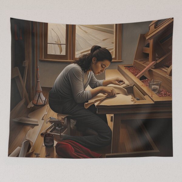 Item preview, Woman at Her Workbench Creating Something Wonderful designed and sold by YoPedro.