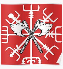 Vegvisir Kompass Axt Poster