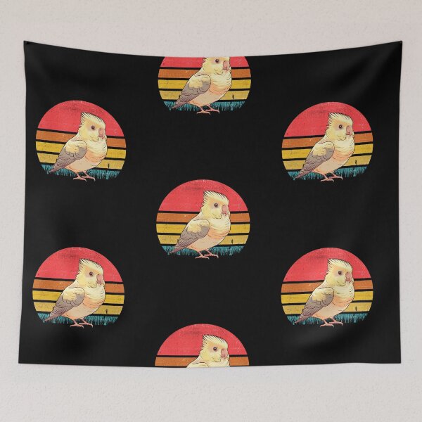 Artikelvorschau, Cockatiel Bird Vintage Retro Sunset entworfen und verkauft von rafaeltto.